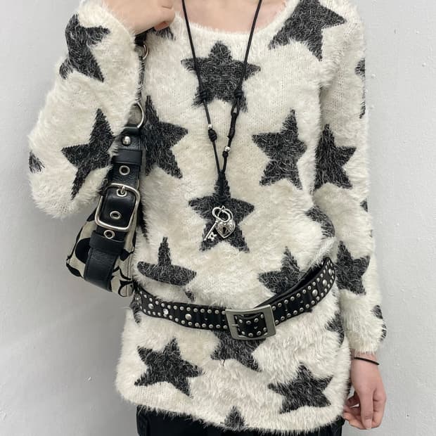 y2k 헤어리 스타 니트