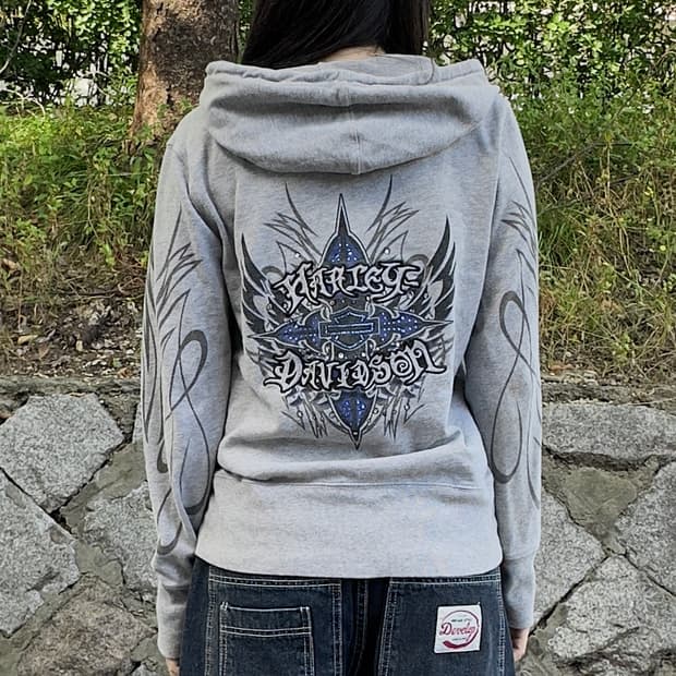 2009 할리데이비슨 블루 블링 & 플레임 후드 집업