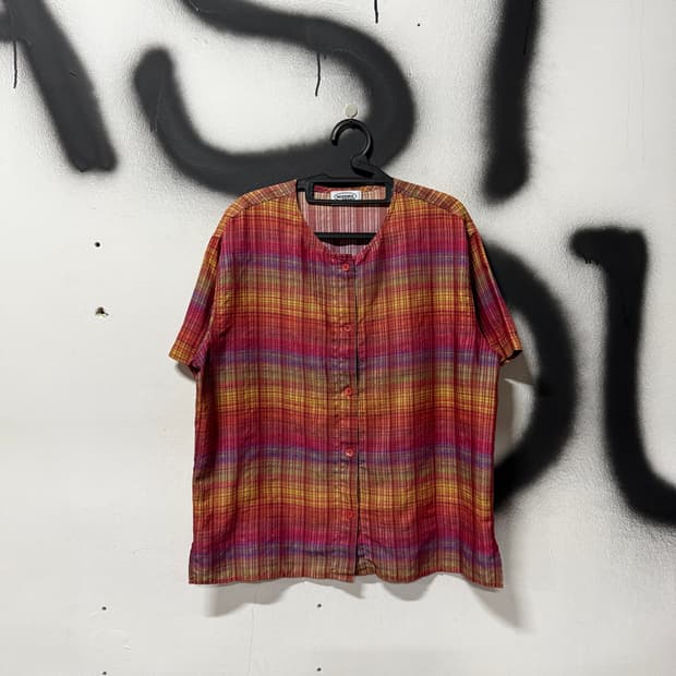 Missoni 모리 하구미 레인보우 체크 반팔 셔츠 자켓