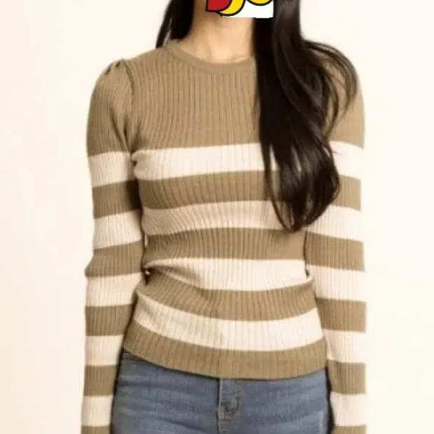 급처새상품!ENC이엔씨 어깨셔링 스트라이프니트티셔츠 레니본st오즈세컨st