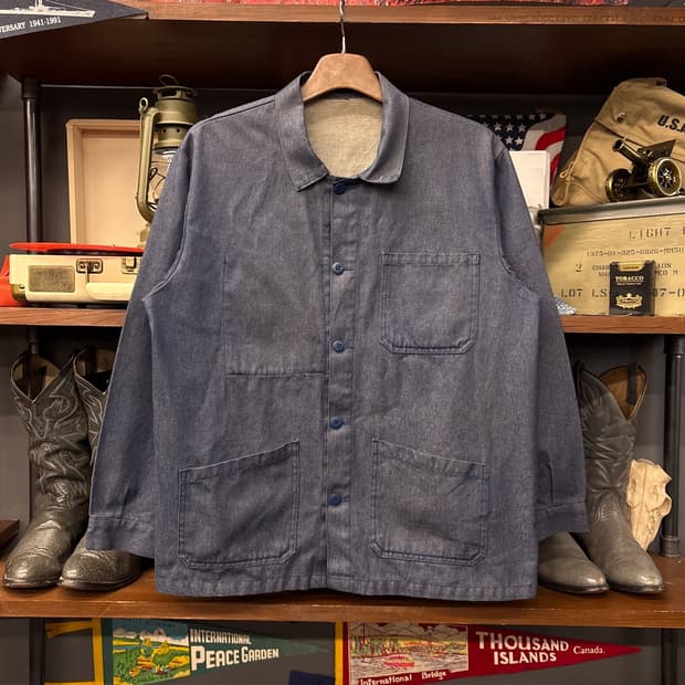 80s 데님 트윌 프렌치 워크자켓 / 초어자켓 워크웨어 N980