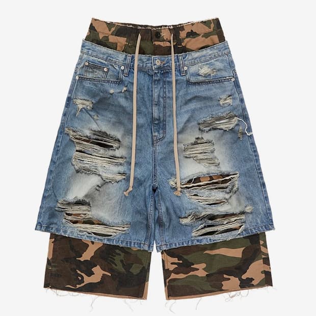 선데이오프클럽 레이어드 카모 버뮤다 팬츠 