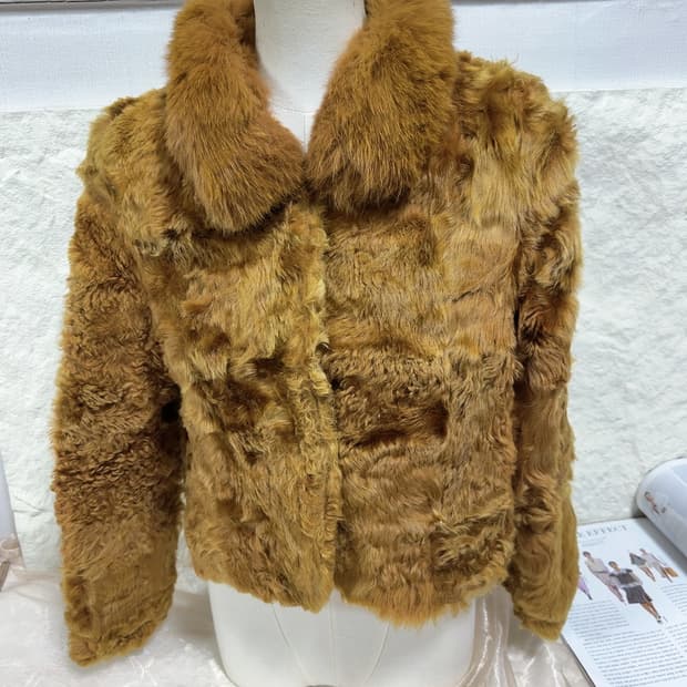 빈티지 토끼털&양털 칼라 양털 토스카나 코트