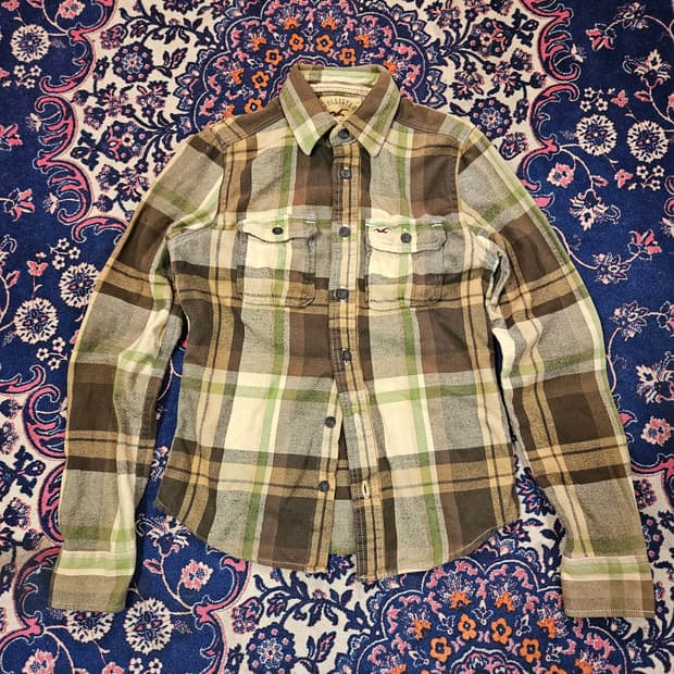 홀리스터 브라운 플란넬 체크 셔츠 S