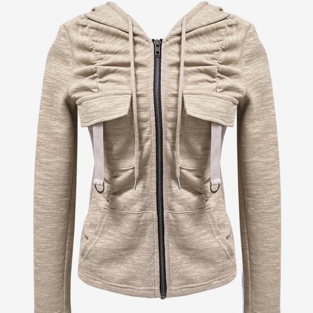 쎄쎄쎄 스프링 카고 후드 집업 베이지 M