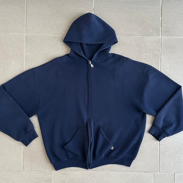 90s 빈티지 러셀 후드집업 네이비 XL