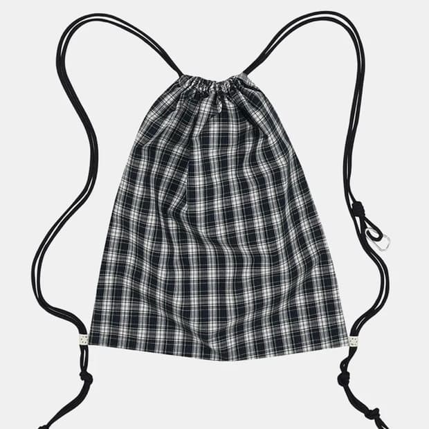 오헤시오 CHECK DRAWSTRING BAG, BLUE