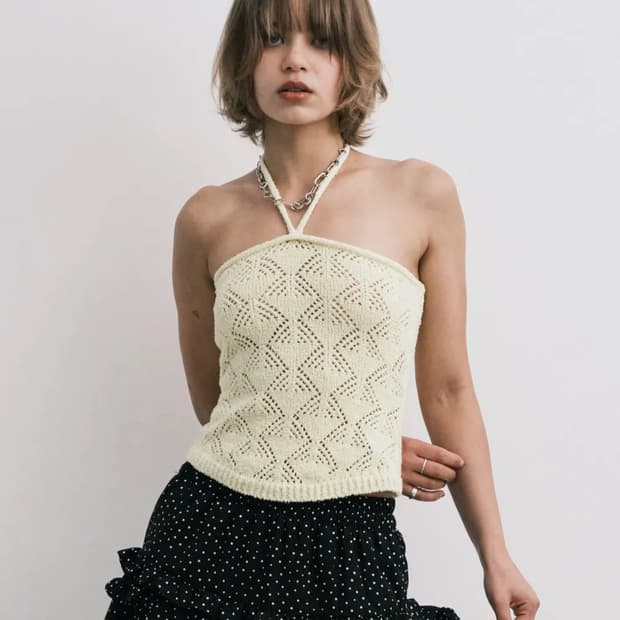 미드나잇 무브 옐로우 니트 탑