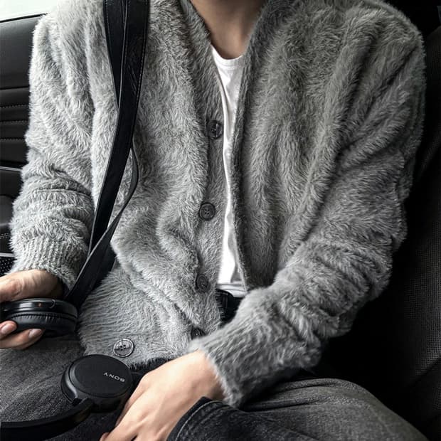 앙고라 세미 오버 가디건