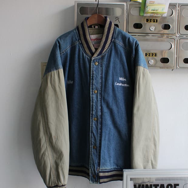 90s 웨어가드 데님 바시티 자켓