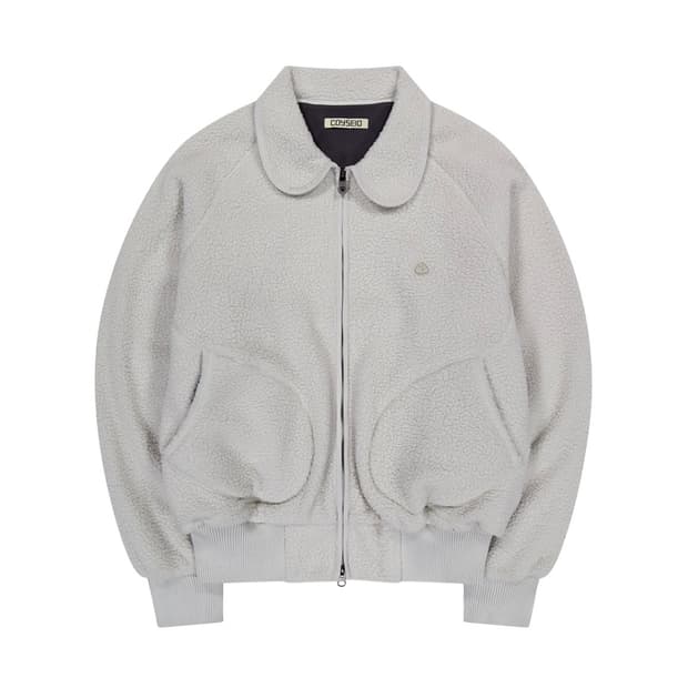 코이세이오 라운드 칼라 플리스 재킷 라이트 그레이