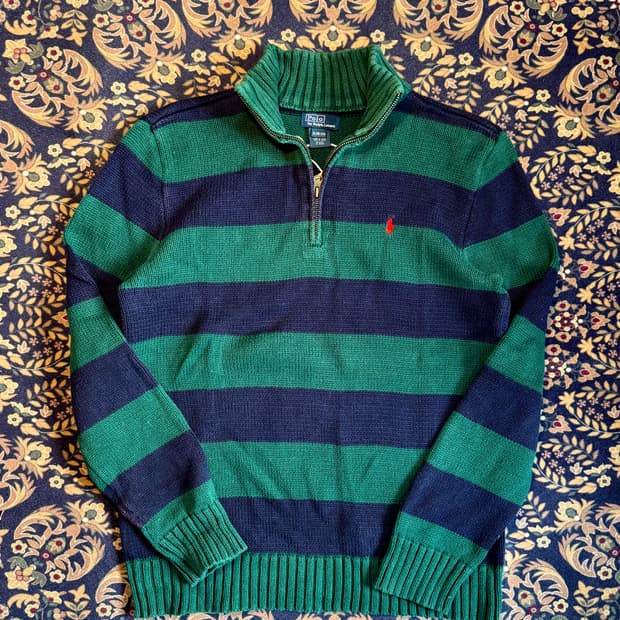 폴로 코튼 니트 쿼터집업 하프집업