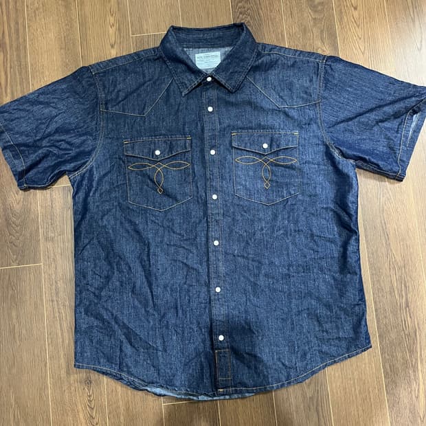 [시즌오프] 웨스턴 버팔로 데님 반팔 셔츠