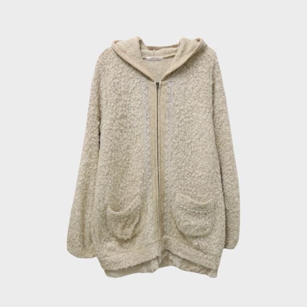 엑시즈팜 모리걸 부클  울 혼방 롱후드 집업 61515