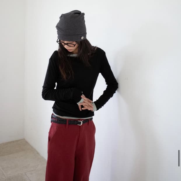 온스카 소프트 보트넥 set (블랙 / 세이지그린)