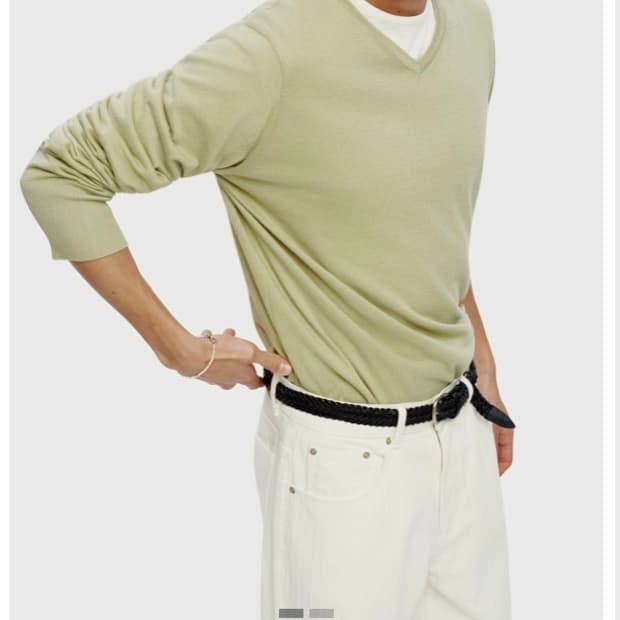 유스 코튼 캐시미어 브이넥 m