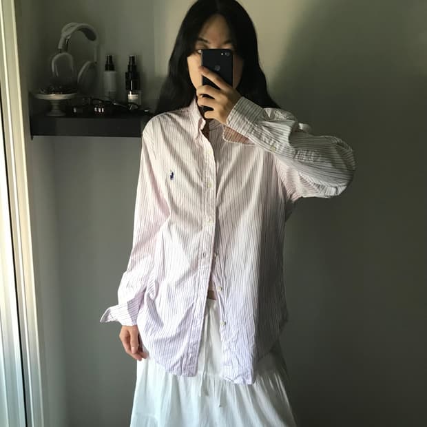 폴로 랄프로렌 포니 로고 핑크 스트라이프 셔츠