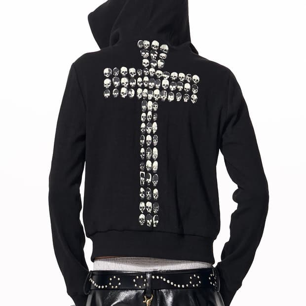 Skull Cross Embellished Hoodie