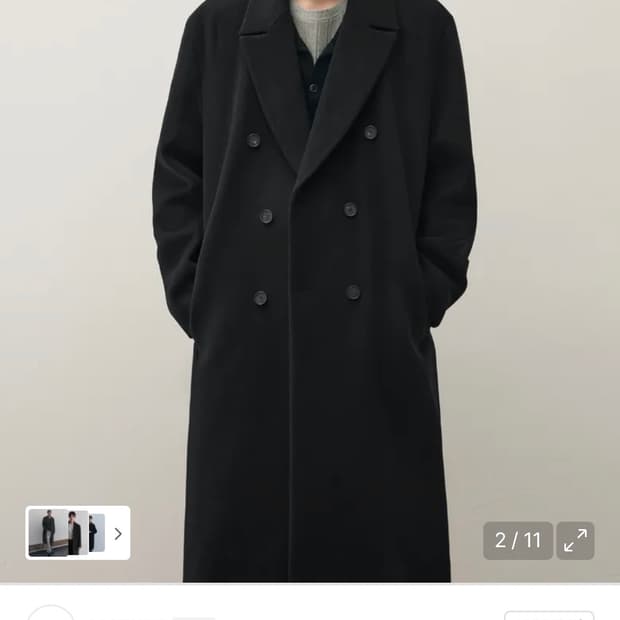 (L) 드로우핏 프리미어 퓨어 캐시미어 로브 더블 코트 [BLACK]