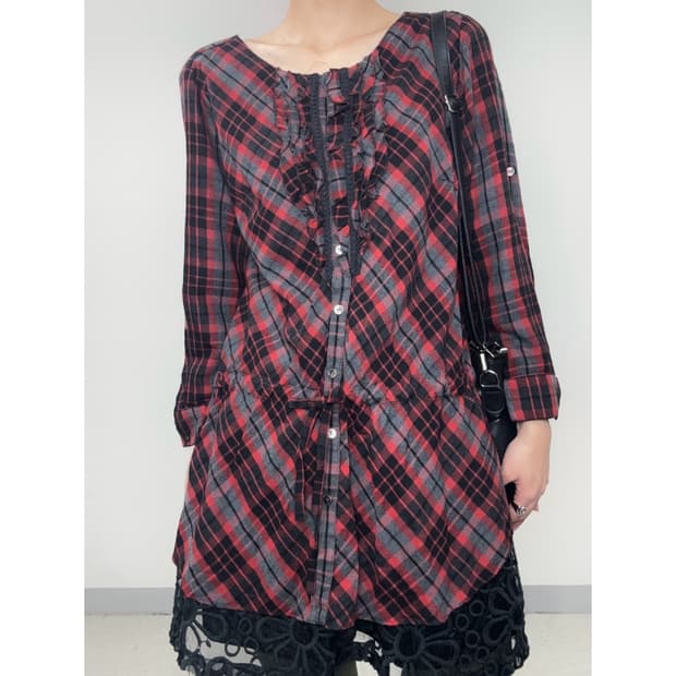 빈티지 체크 셔츠 원피스