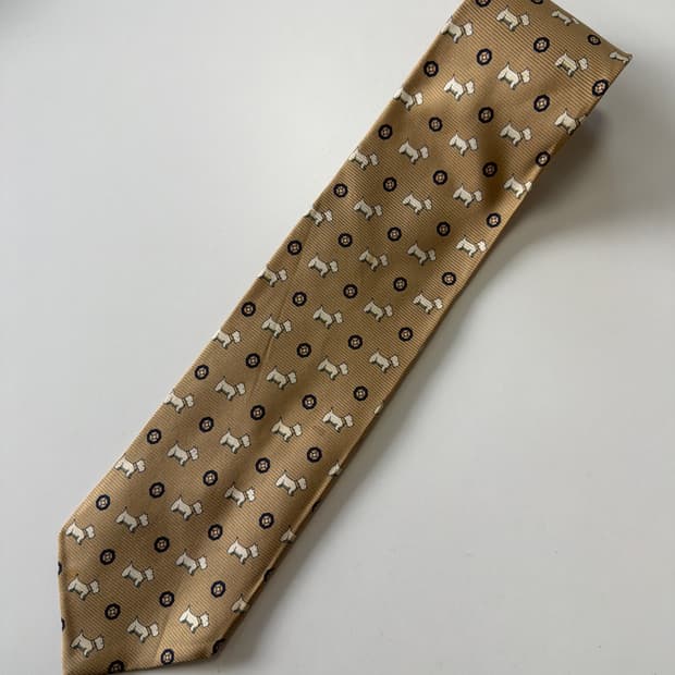 제이프레스(J press) 강아지패턴 실크 넥타이 8.5cm
