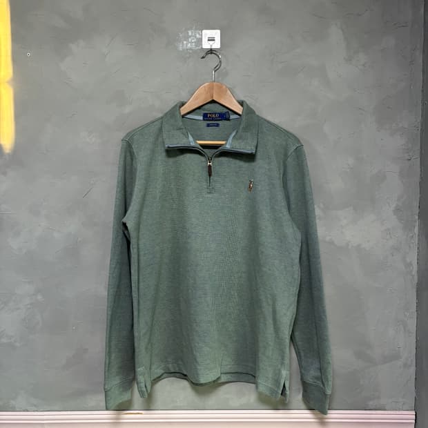 폴로 랄프로렌 니트 반집업 세이지 카키