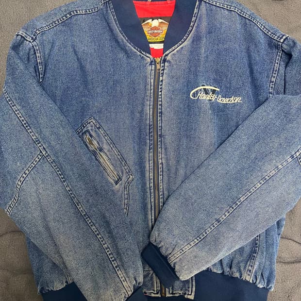 [XL] 할리데이비슨 데님 바시티 블루종 자켓