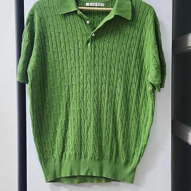 수아레 니트 카라 반팔티 그린