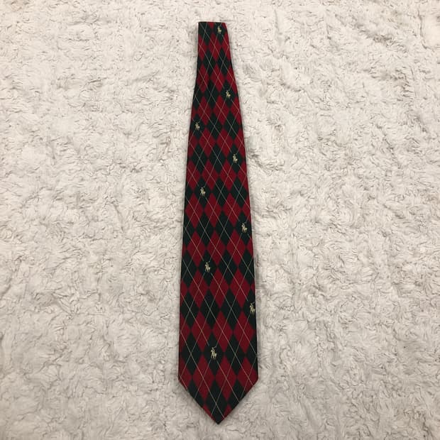 폴로 랄프로렌 90s 포니 아가일 체크 넥타이