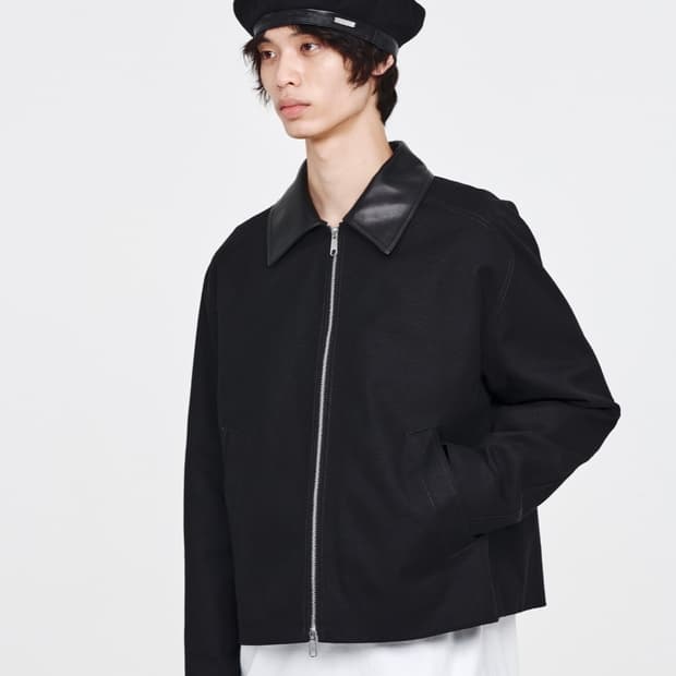 애프터프레이 램스킨카라 코튼 블루종 M