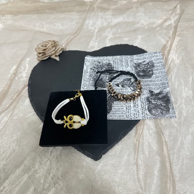 빈티지 에나멜 부엉이 팔찌 세트