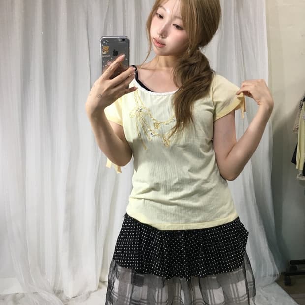 빈티지 엑시즈팜 레몬 도트 코디세트
