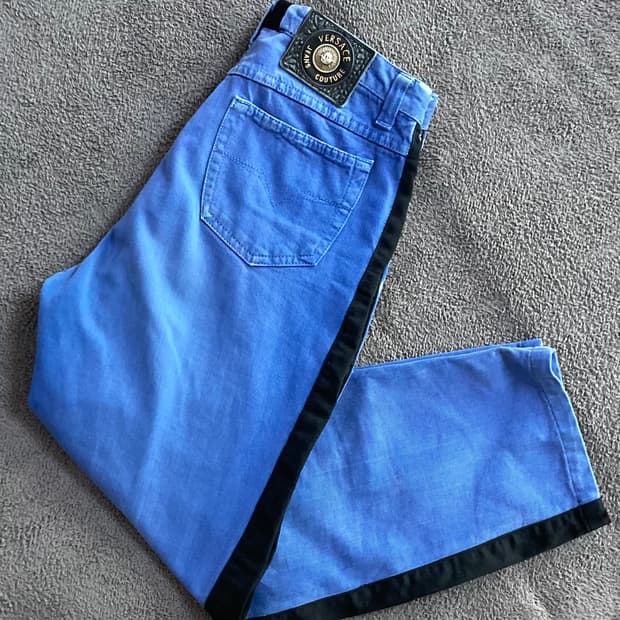 베르사체 배색 데님팬츠 