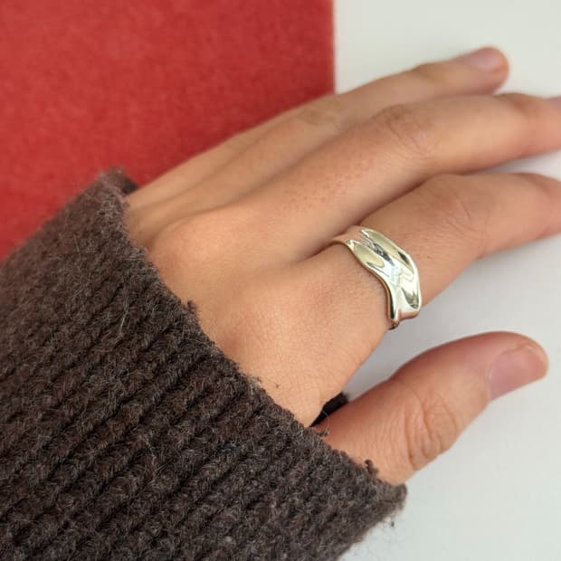 실버925 웨이브 볼드링 반지