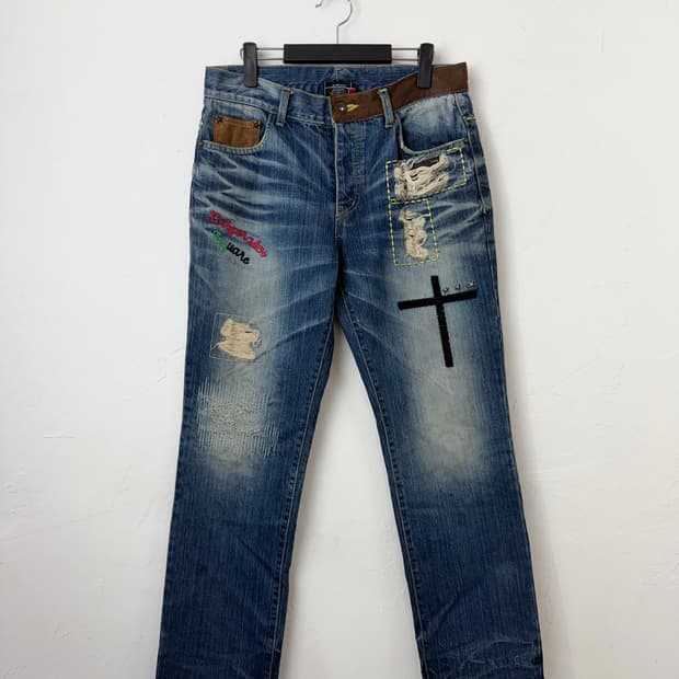 00s 패치워크 데님 팬츠