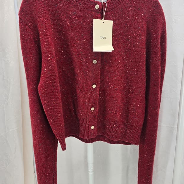 Fyeo 포유온 레드 트위드 니트 가디건 F