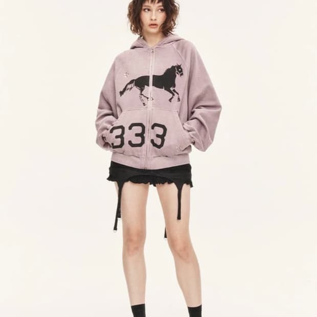 쓰리타임즈 스터드 미드나잇 후드집업