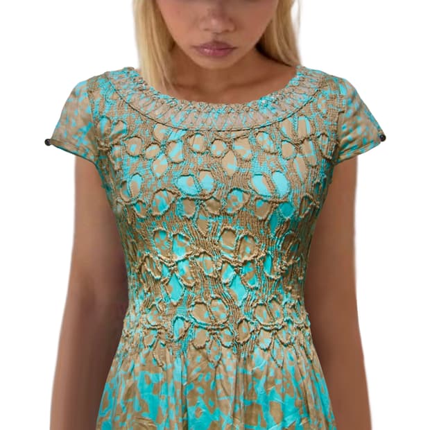 Turquoise Mosaic Smocked dress