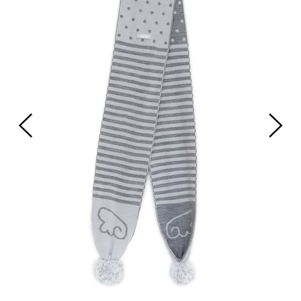 허그유어스킨 엔젤 윙 스트라이프 폼폼 머플러 목도리 그레이