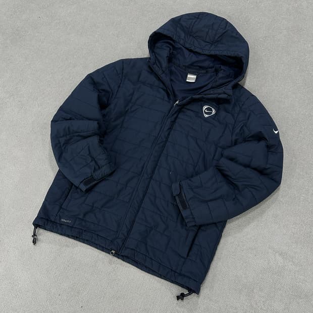 나이키 네이비 퀼팅 후드 패딩 점퍼 L