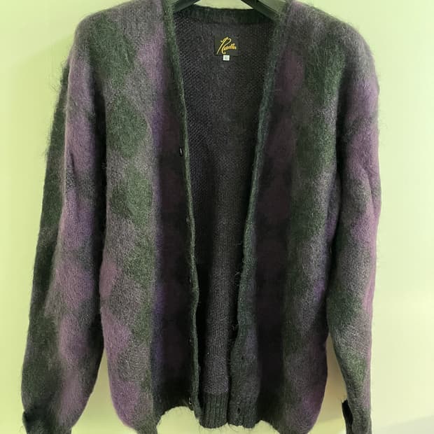 Needles Mohair Cardigan Diamond Charcoal