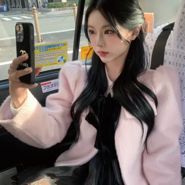 로웰리 봄신상 퍼프 리본 크롭 숏 자켓