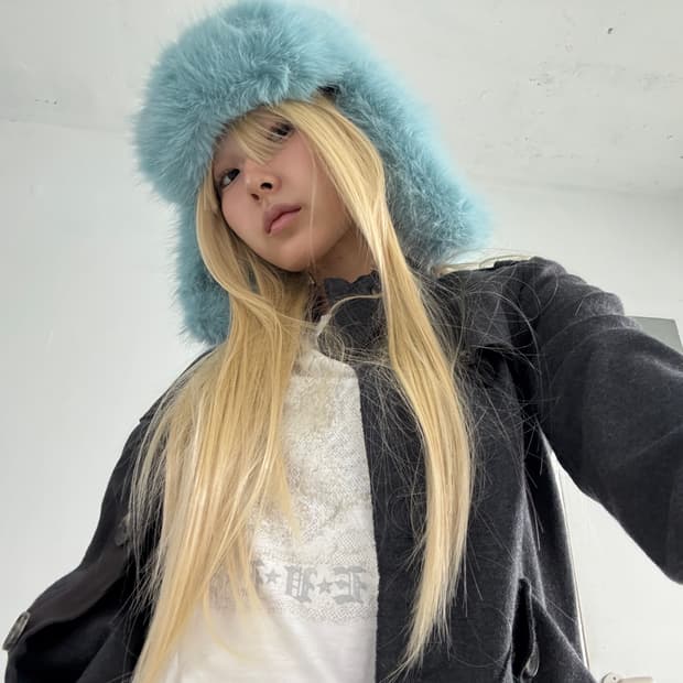 Jelly mint fur earflap beanie