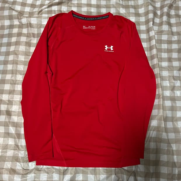 언더아머 히트기어 긴팔 레드 3XL 기능성 히트 기어 트레이닝복