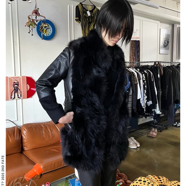 V-Kei Black Real Lamb & Raccoon Fur JK