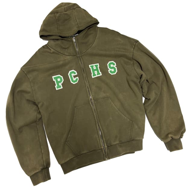 피치스 엔진 스타트 워싱 후드 집업 카키