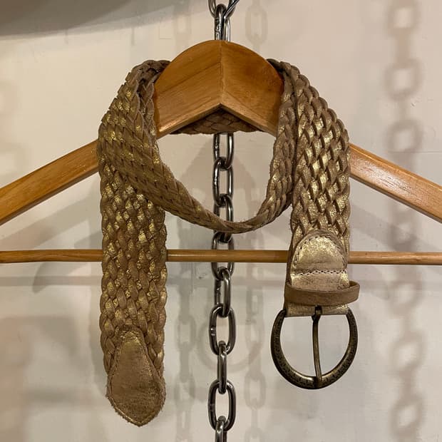 골드 글리터 음각 버클 벨트 갸루 y2k