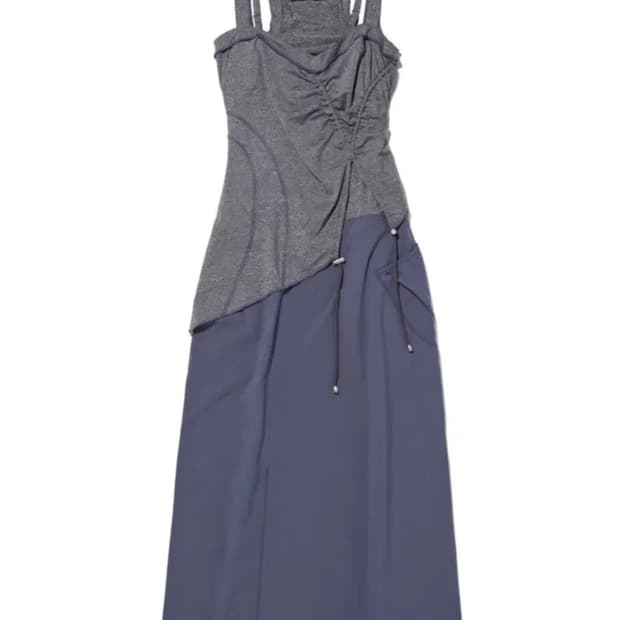 새상품 미스치프 캐미솔 레이어드 드레스 세트 그레이 블루