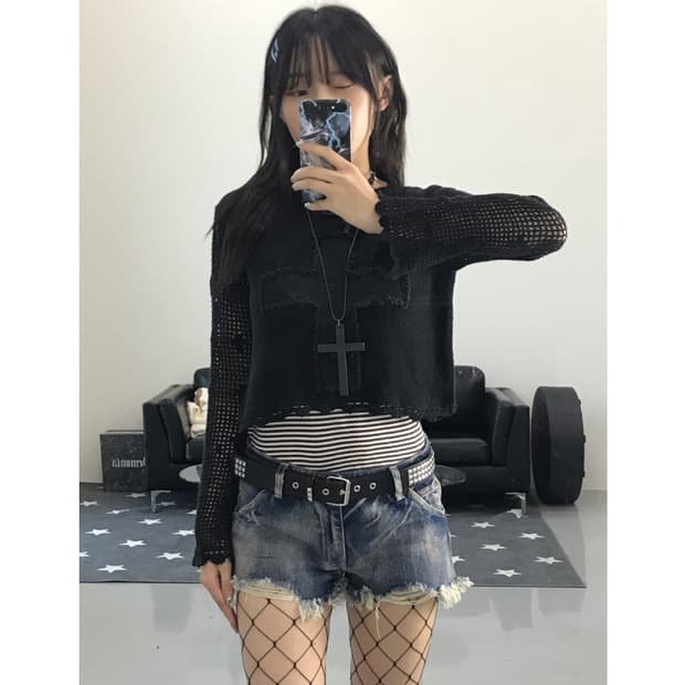 Moda Acrylic Y2k Cross Sweaters