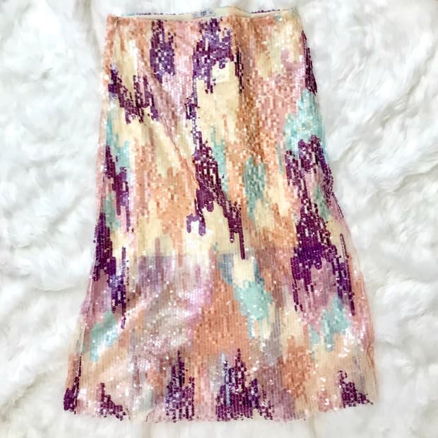 자라 파스텔 시퀸 미디 스커트 S